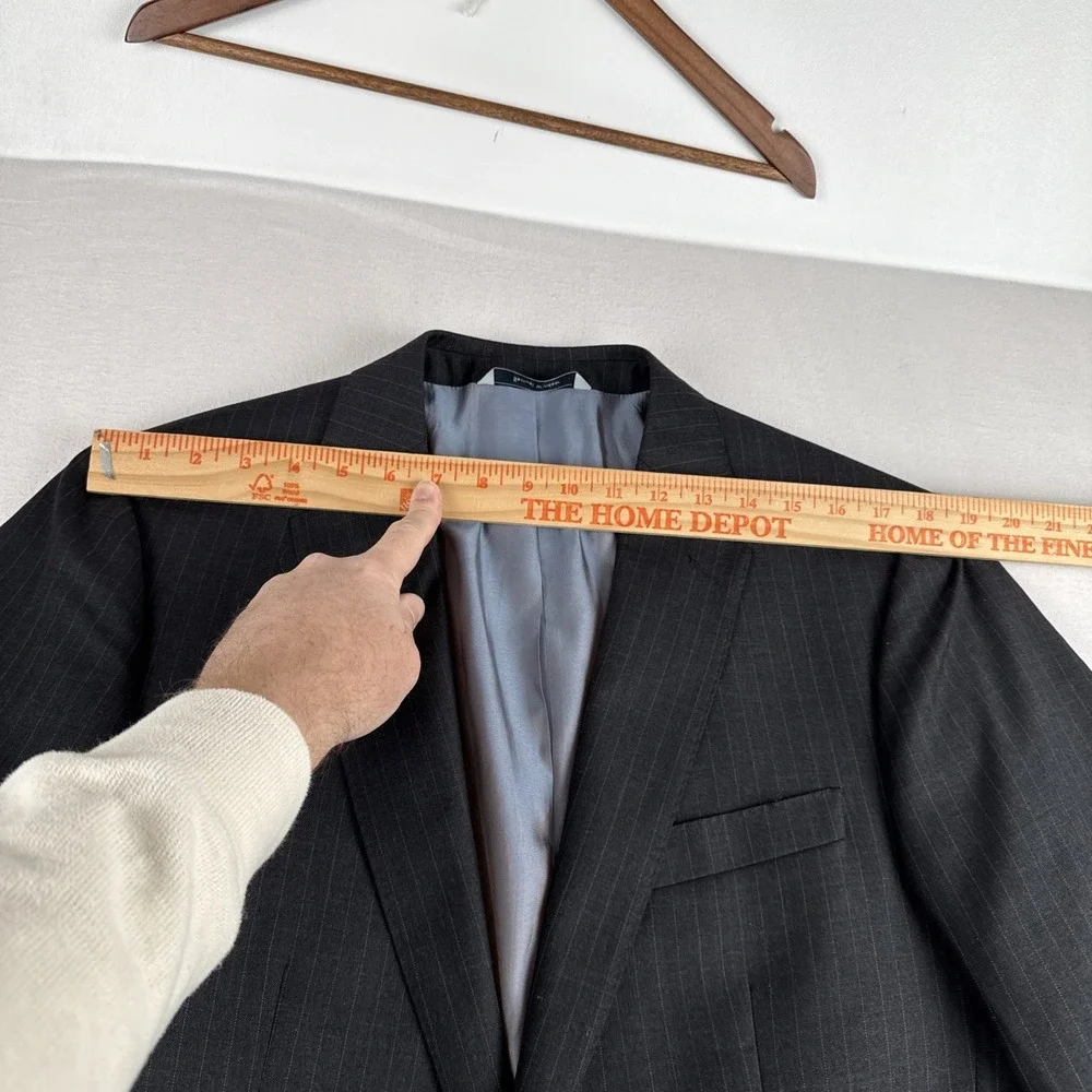 Samuel Windsor Mens Pinstripe Charcoal Blazer 40R 100% Wool #BV22J Office